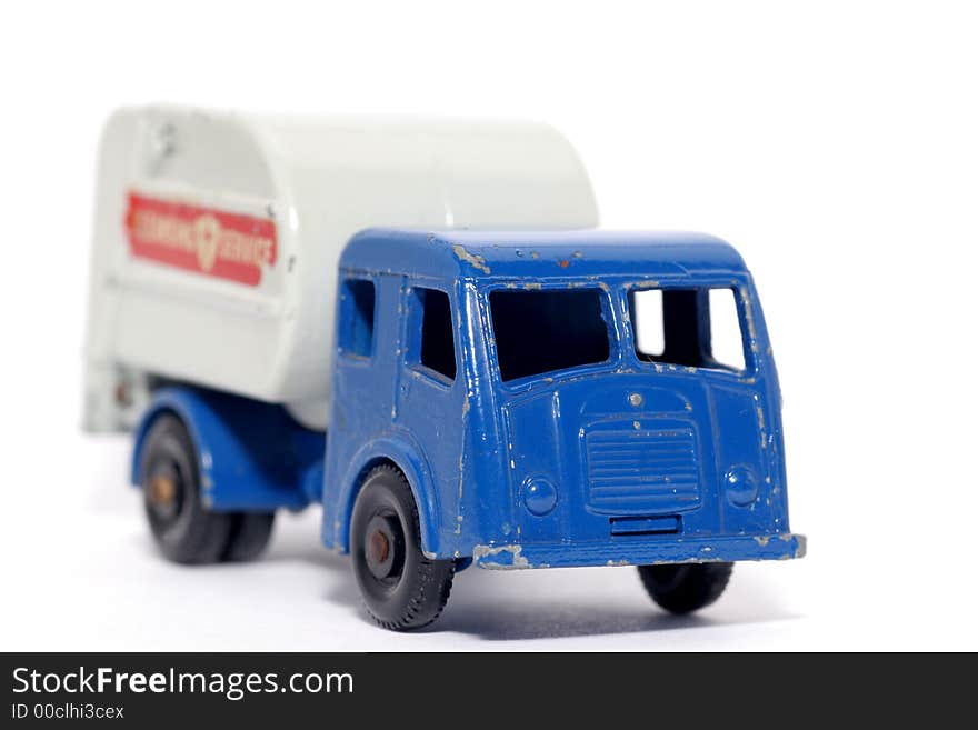 Picture of a old small Tippax Refuse Collector. British metal toy from my brothers toy collection.Made in the 1960's. Picture of a old small Tippax Refuse Collector. British metal toy from my brothers toy collection.Made in the 1960's