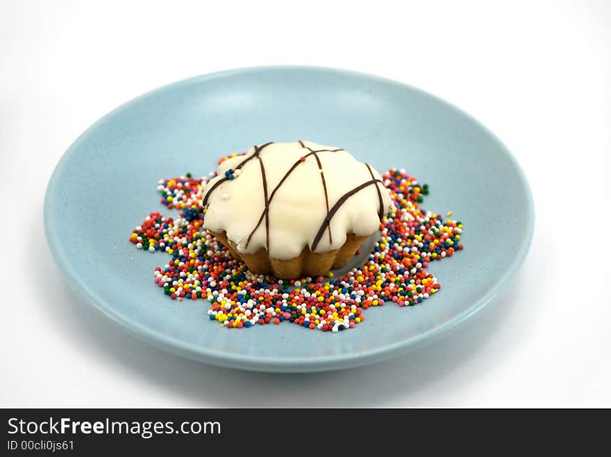 Beautifully cookies on a plate on a white background