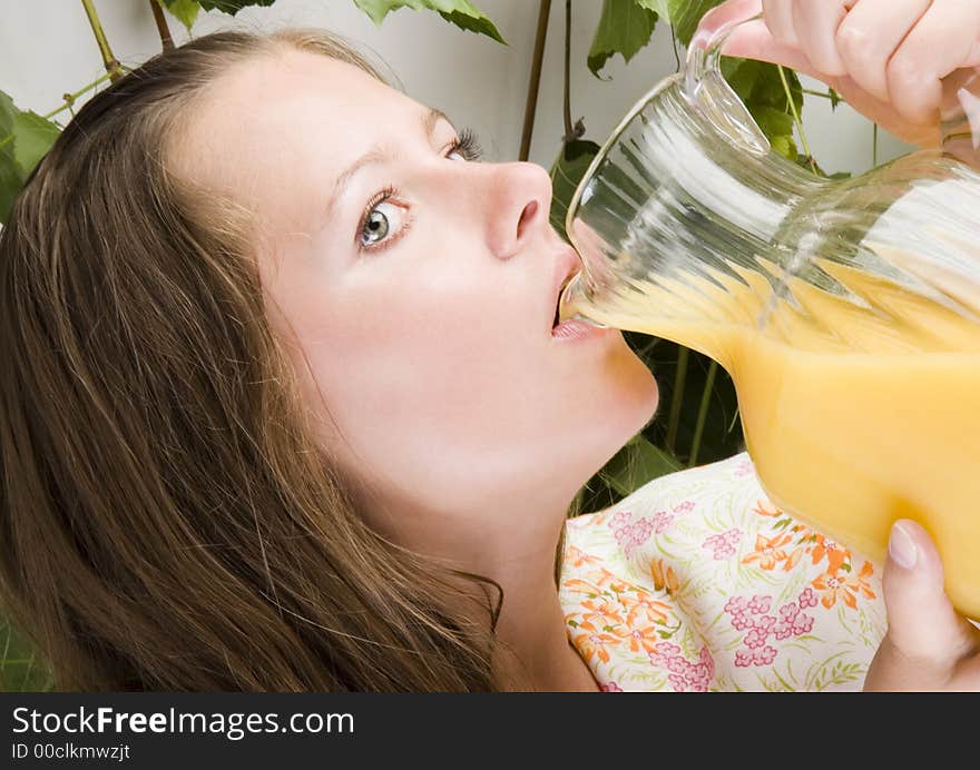 Beautiful young woman portrait with orange. Beautiful young woman portrait with orange