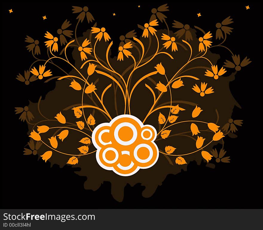 Floral Background with circles - Vector. Floral Background with circles - Vector