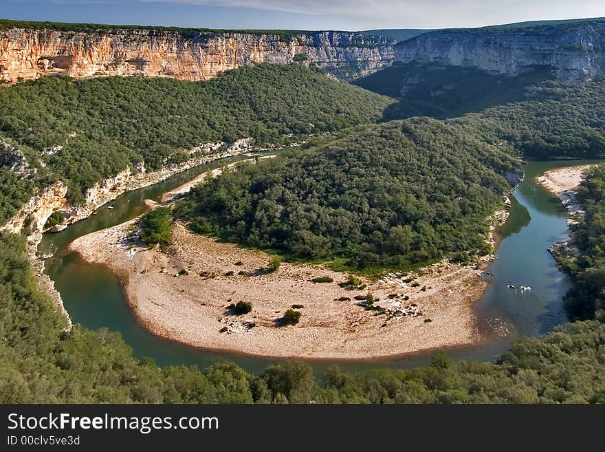 The river is bent.