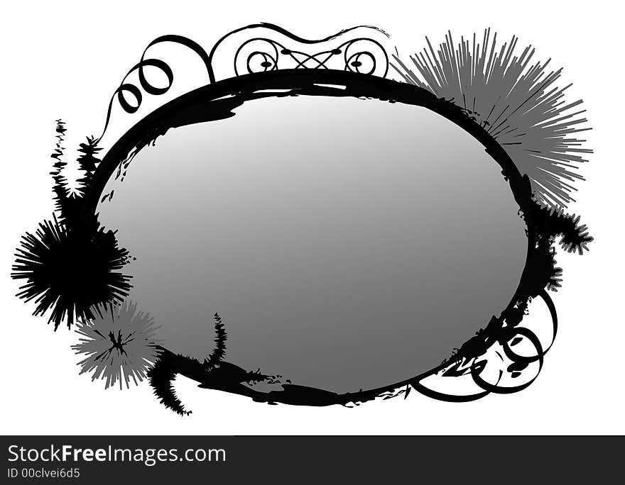 Grunge frame, oval over white background.