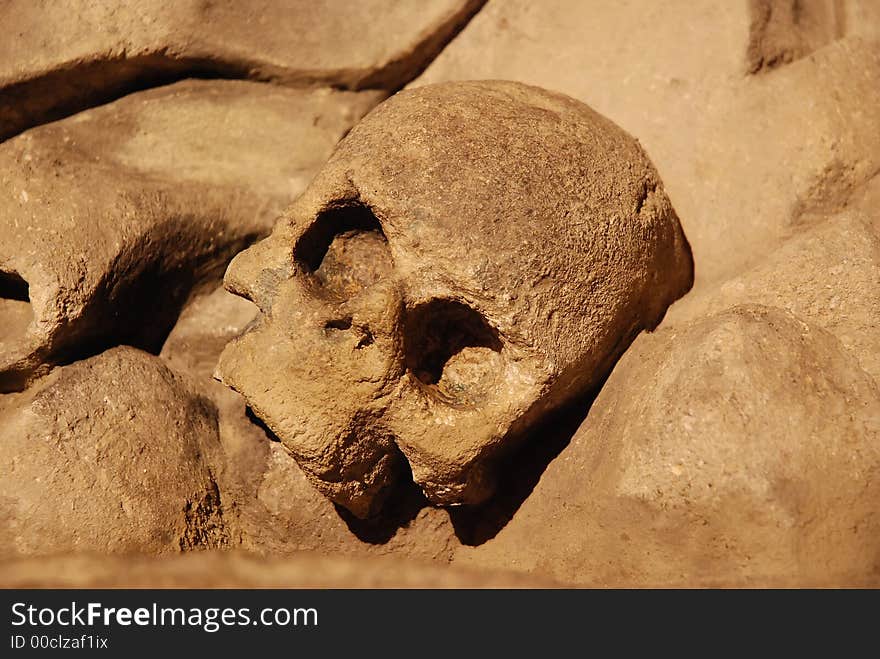 Stone skull from sculptural group