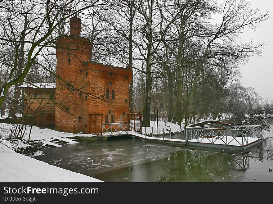 King's palace and garden Wilanow in Warsaw, Poland. winter. King's palace and garden Wilanow in Warsaw, Poland. winter.