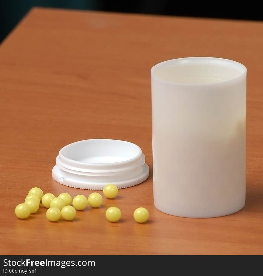 Tablets vitamins on a table