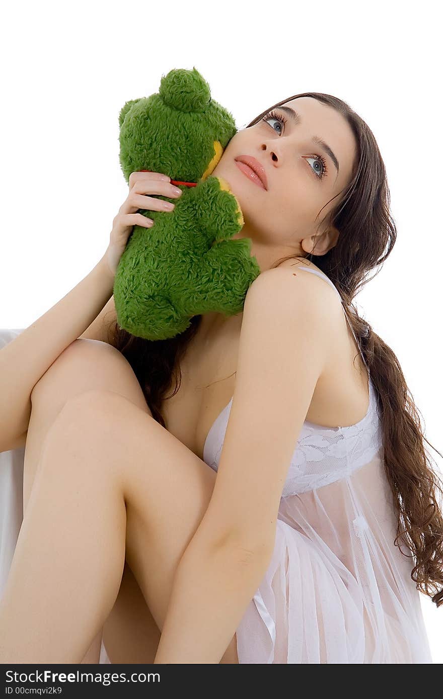 Beautiful Girl With Her Plush Toy