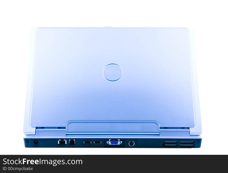 Nice blue laptop isolated on a white background