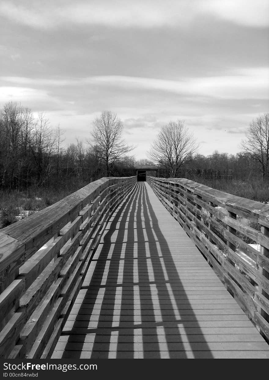 Walkway to bird blind at national park. Walkway to bird blind at national park