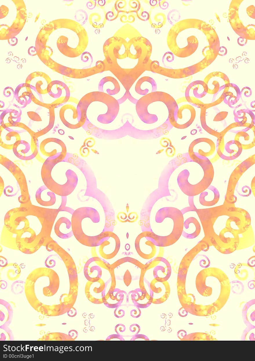 Gold Pink Artsy Swirls Pattern