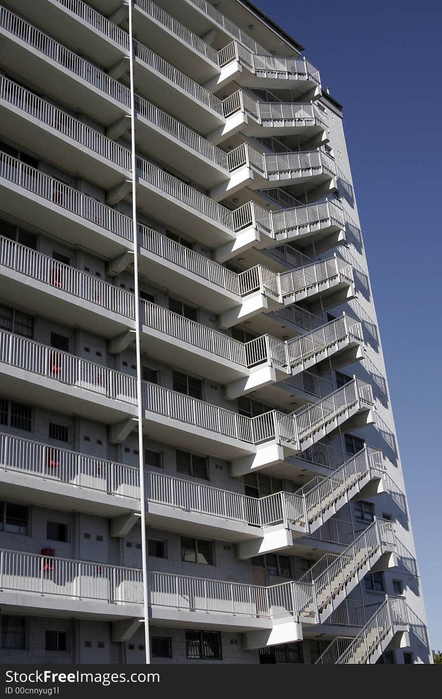 Modern Tall White Urban Residential Apartment Building In Sydney, Stairs, Staircase, Australia. Modern Tall White Urban Residential Apartment Building In Sydney, Stairs, Staircase, Australia