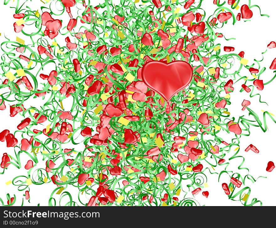 One red heart on white background