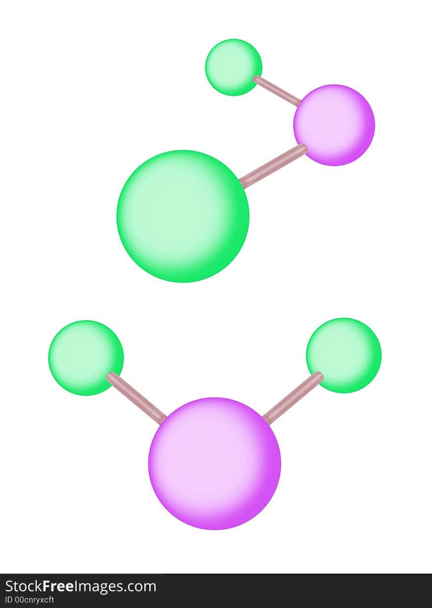 Breadboard model of the molecule similar to water. The image is placed on a white background (isolated). Breadboard model of the molecule similar to water. The image is placed on a white background (isolated).