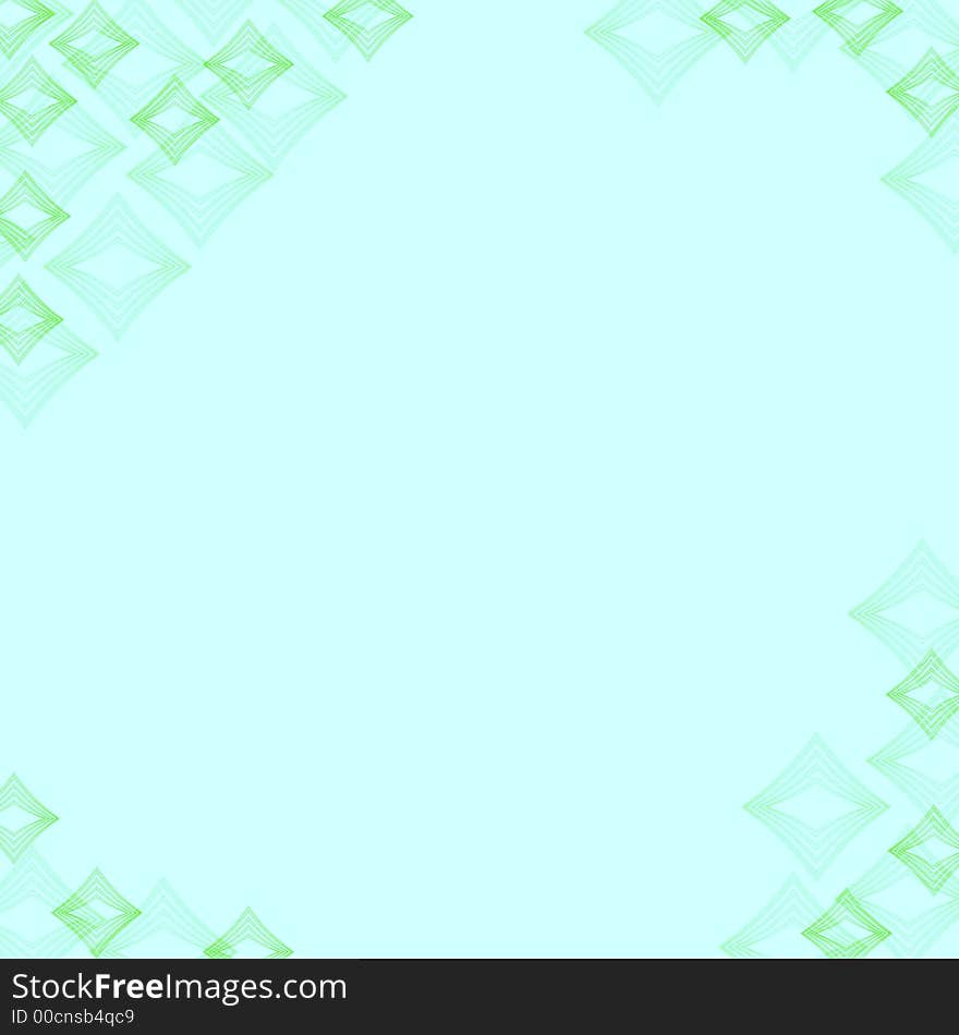 Green pattern  border on blue blank paper. Green pattern  border on blue blank paper