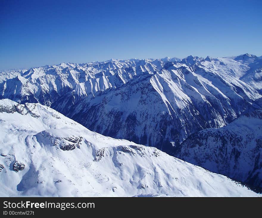 A view on cold mountains in austria