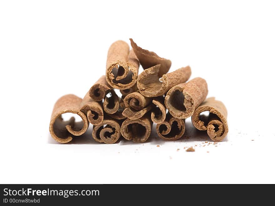 Cinnamon sticks isolated on white