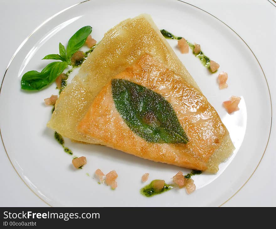 Salmon fillet in phillo pastry