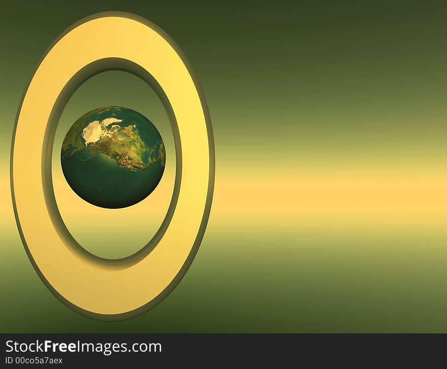 Earth globe with abstract  frame - 3d scene. Earth globe with abstract  frame - 3d scene