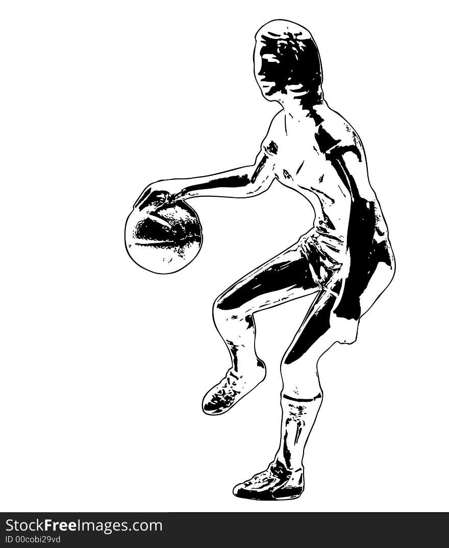 Illustration of a female basketball player isolated on a white background.  Also available as a vector image. Illustration of a female basketball player isolated on a white background.  Also available as a vector image.