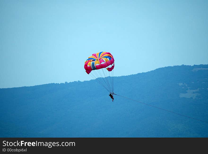 First parachuting experience in summer resort. First parachuting experience in summer resort