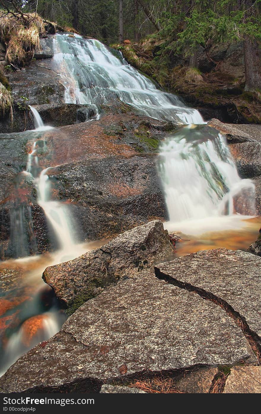 The river of the mountain at evening