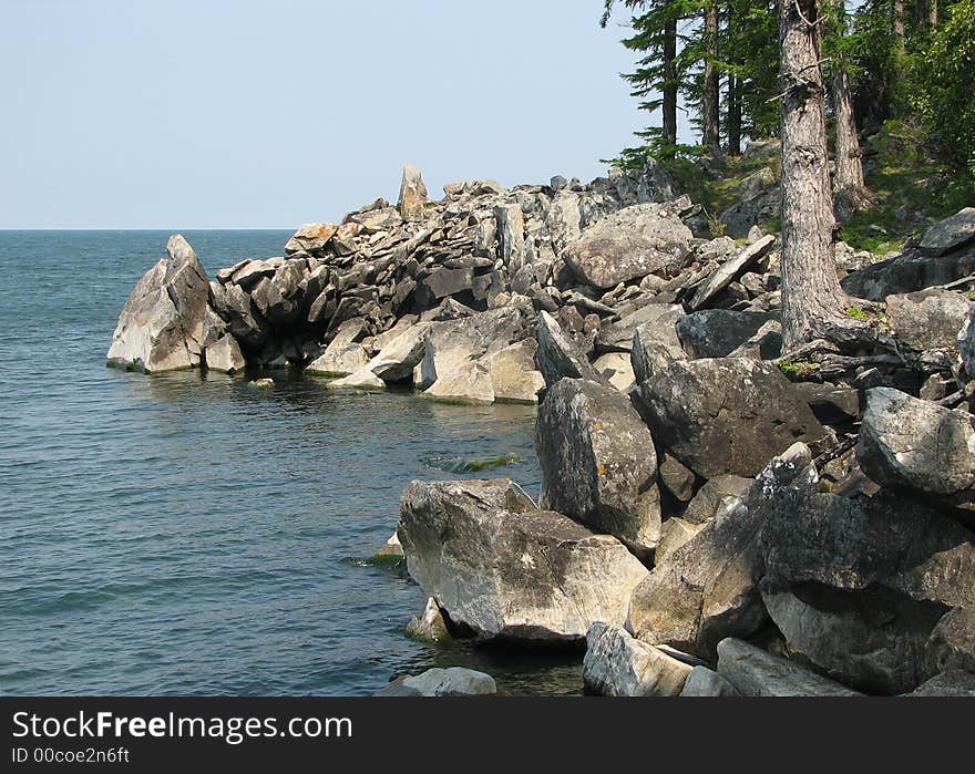 Conglomeration of rock on the Baikal