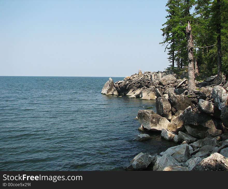 Conglomeration of rock on the Baikal lakeside