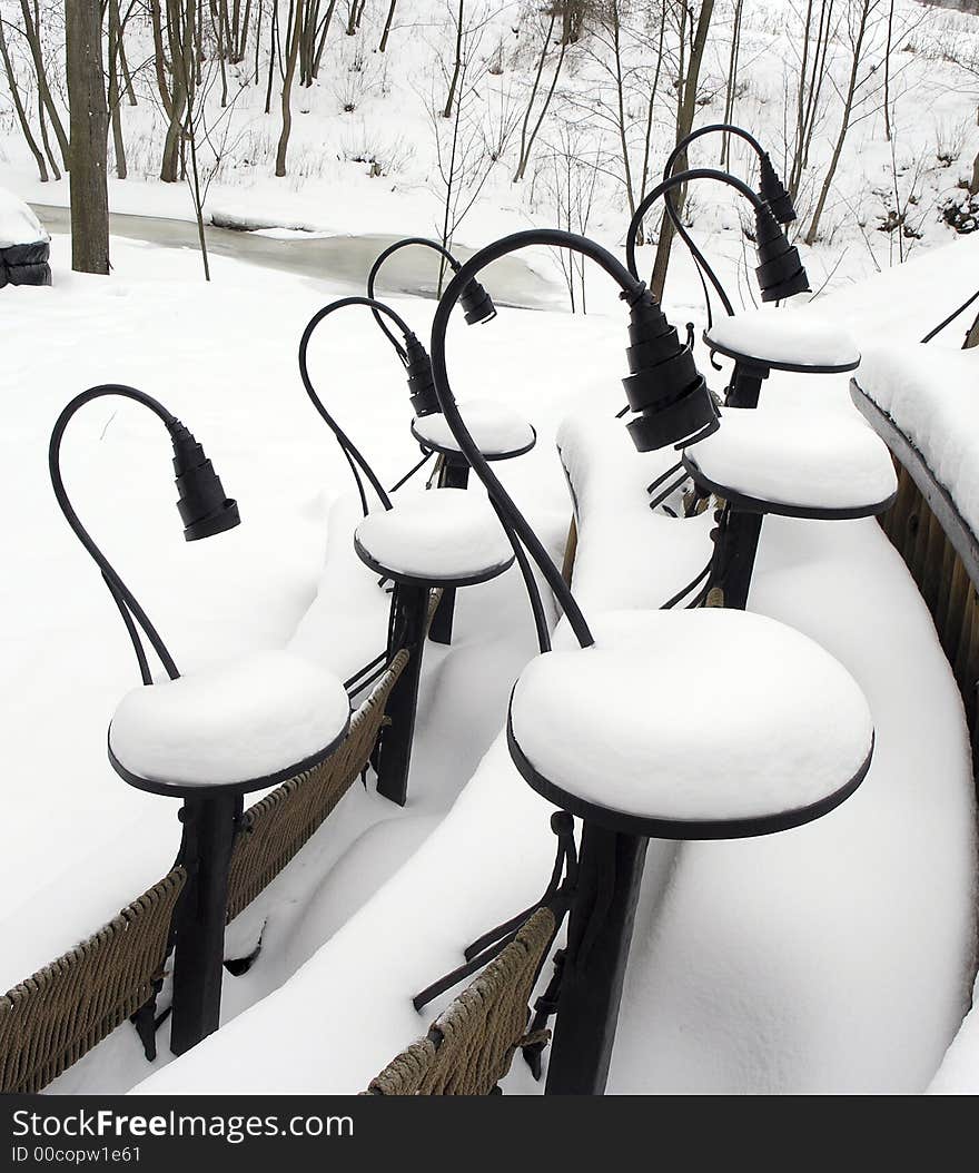 Lamps in snow