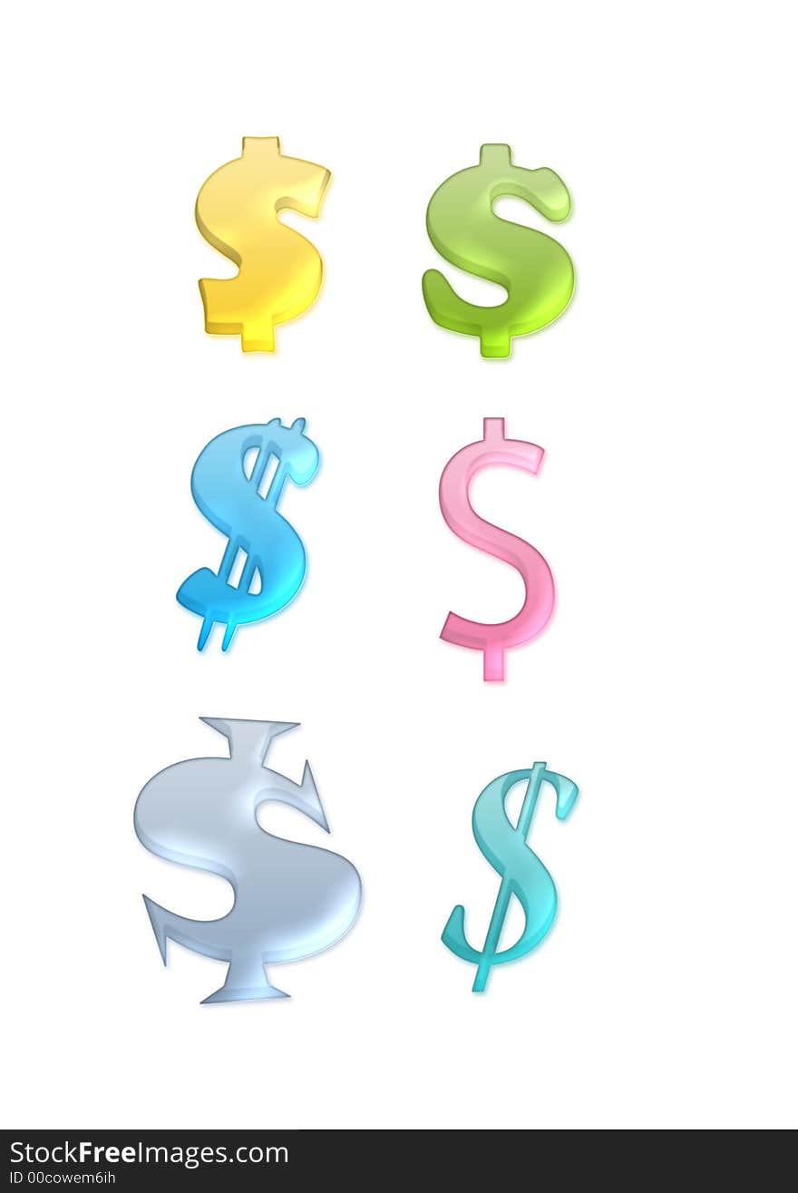 Dollar Symbols And Colorful