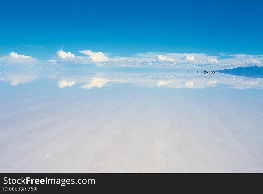 Tourist 4WD Vehicles On Salar De Uyuni