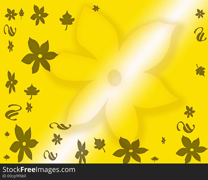 Yellow floral background with gradient light