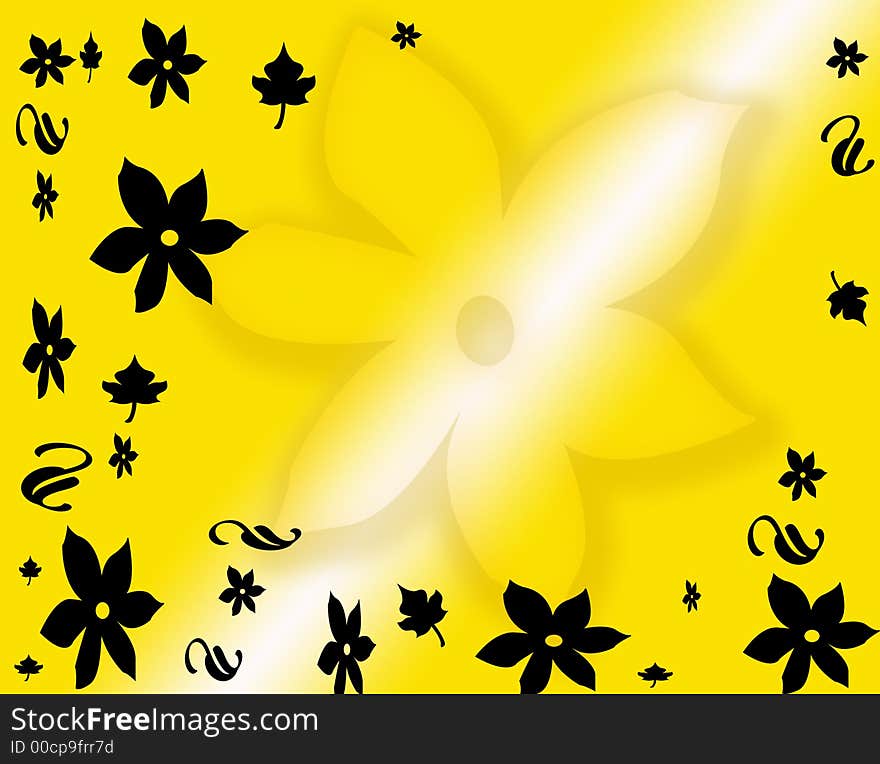 Abstract yellow gradient floral background