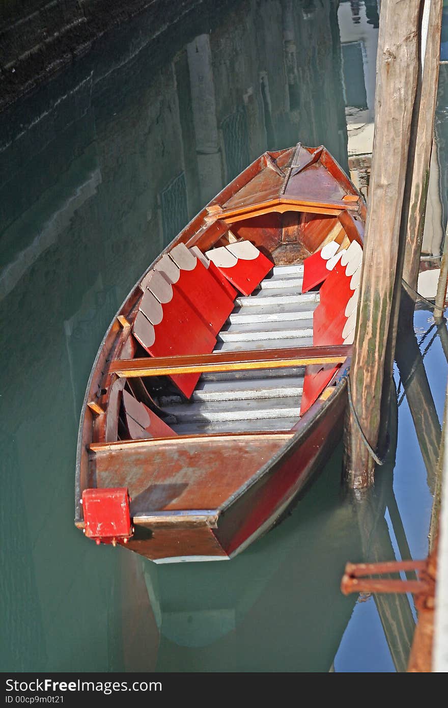 A sandolo typical boat of Venice