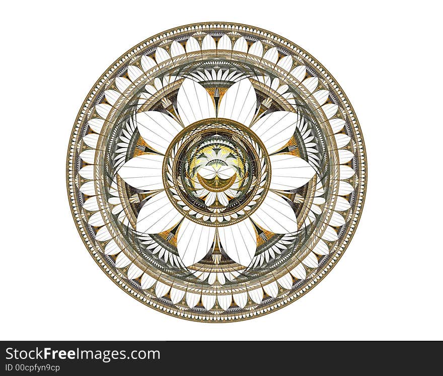 Ornate disk pattern for abstract background, shape, or logo