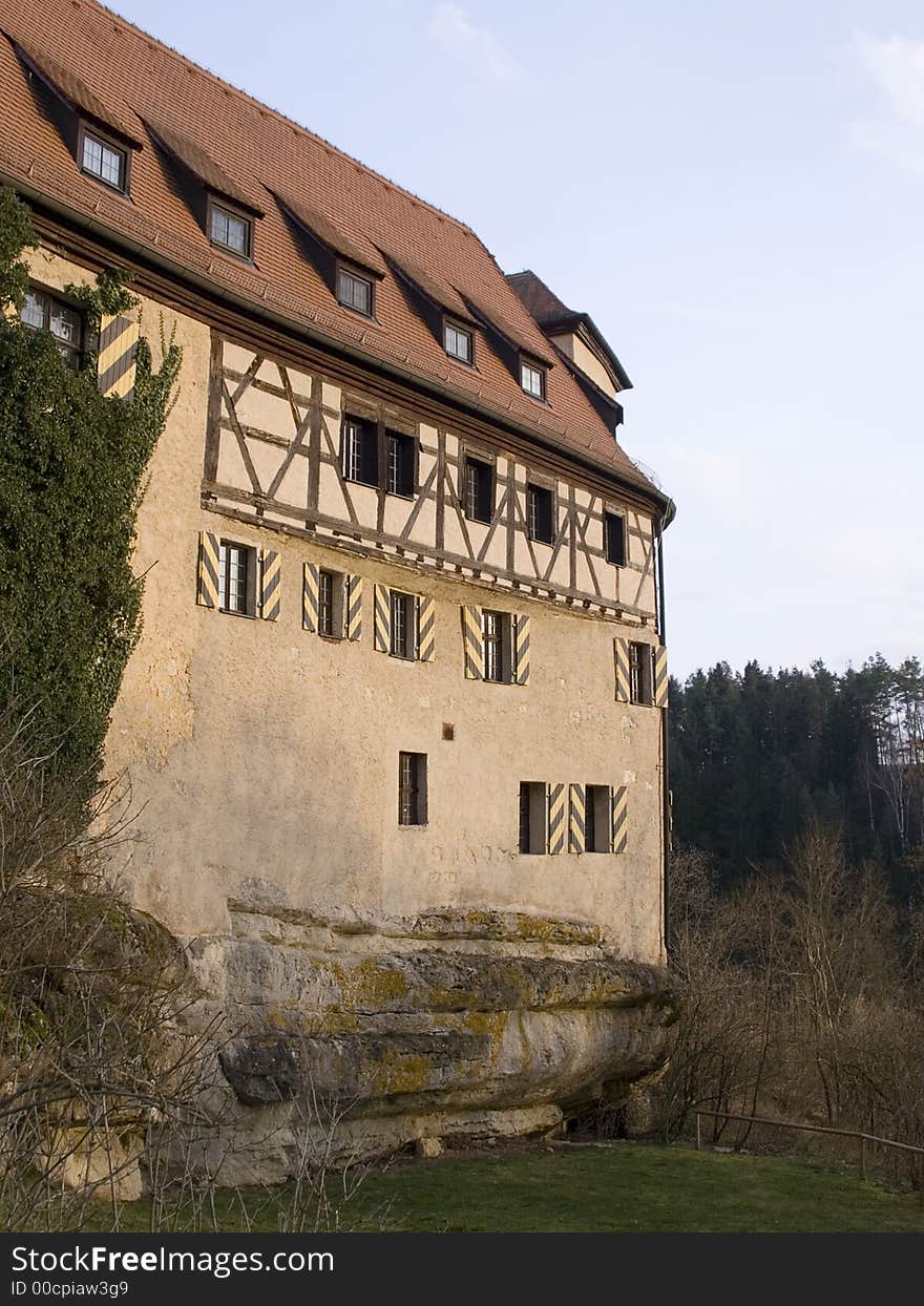 Bavarian castle in the evening sun