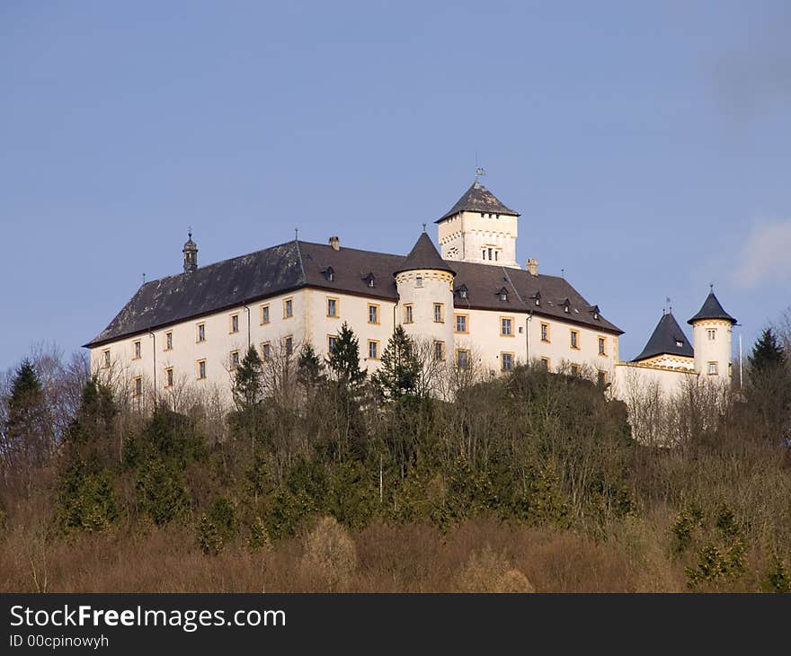 White Bavarian castle in the sun