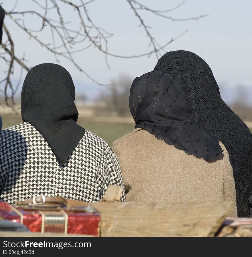 Womans With Black Headscarf