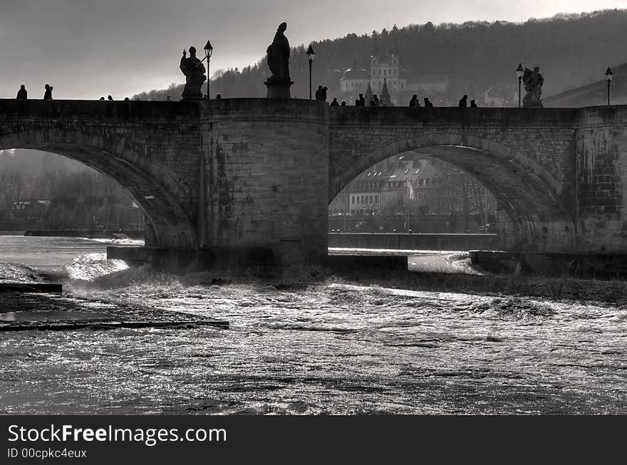 Alte Mainbrücke, in Würzburg, Bavaria. Alte Mainbrücke, in Würzburg, Bavaria