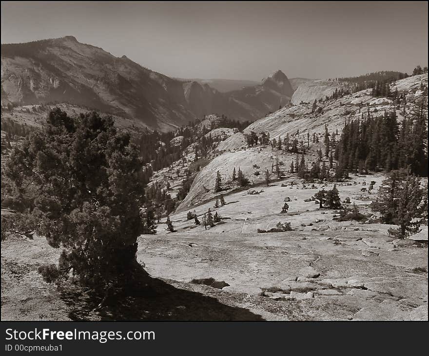 Mountains in sepia