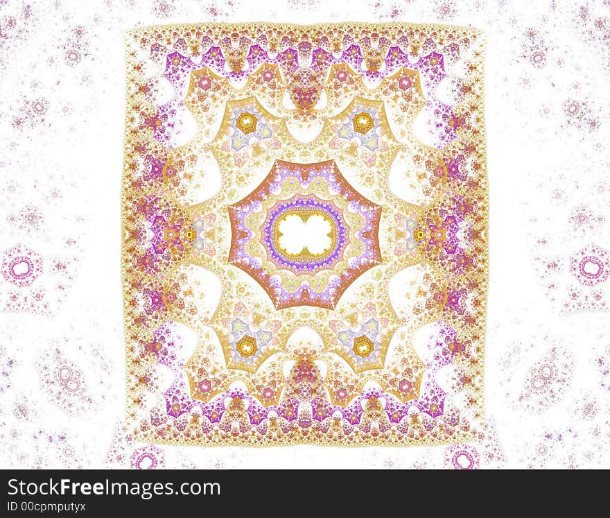 Computer generated sponge technique illustration of a antique carpet-like pattern