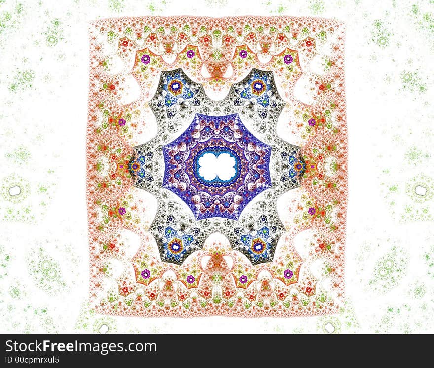 Computer generated sponge technique illustration of a antique carpet-like pattern