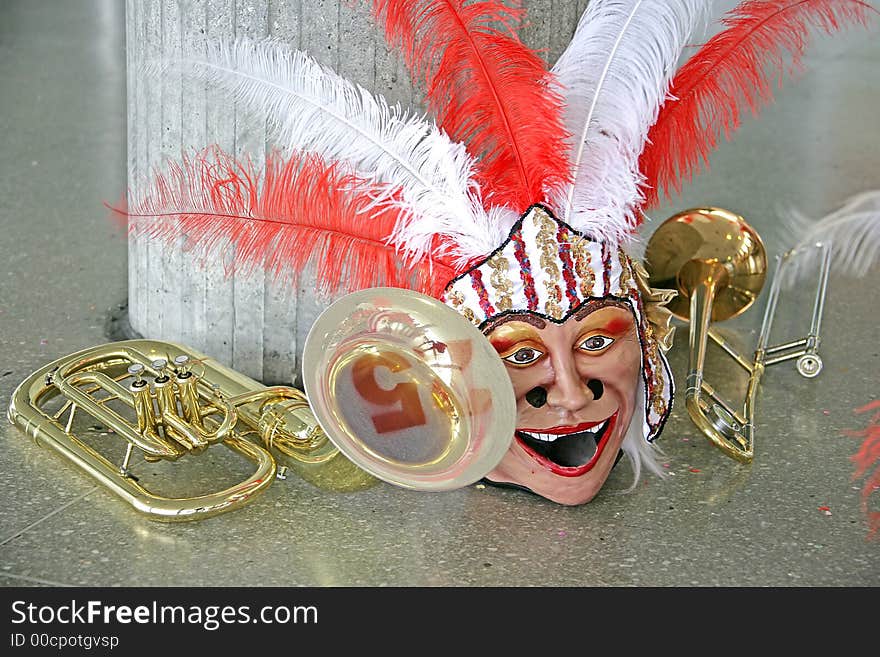 Carnival Mask and Music Instruments. Carnival Mask and Music Instruments