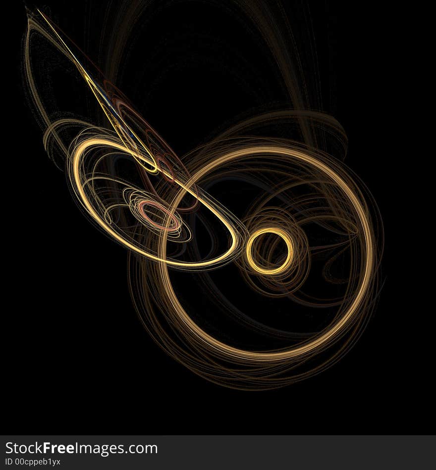 Abstract fractal design of glowing circles and disc shapes.