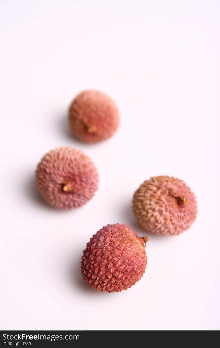 Fresh Lychee fruits isolated on white