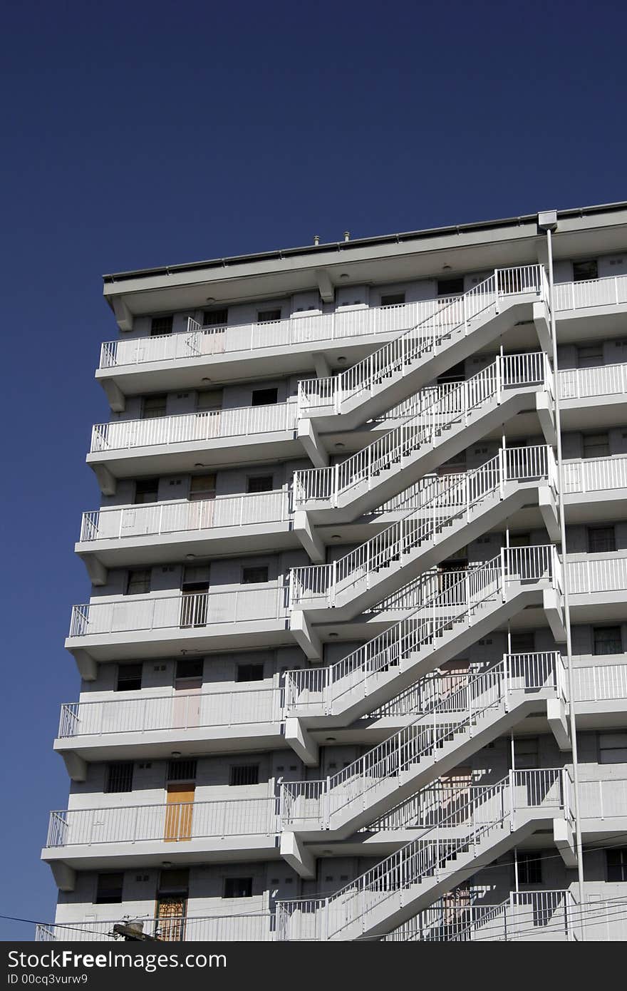 Modern Tall White Urban Residential Apartment Building In Sydney, Stairs, Staircase, Australia. Modern Tall White Urban Residential Apartment Building In Sydney, Stairs, Staircase, Australia