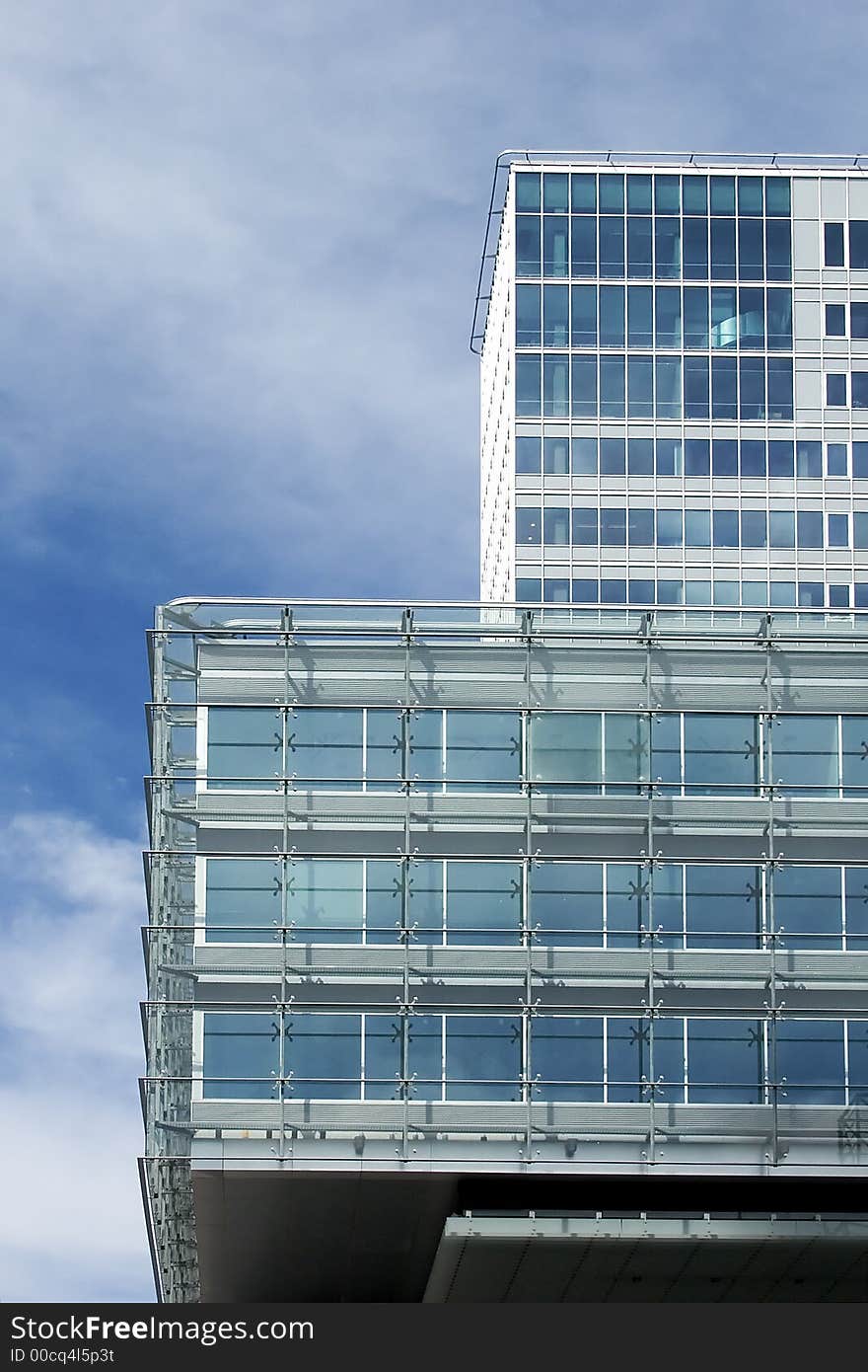 Finance building against blue sky with clouds