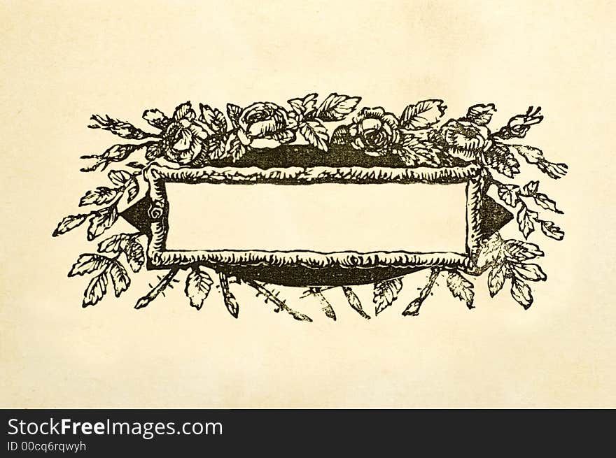 Blank floral title box from victorian book. Blank floral title box from victorian book