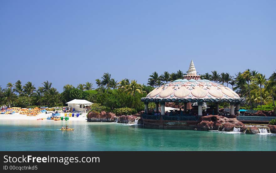 Panorama of a tropical lagoon and resort. Panorama of a tropical lagoon and resort