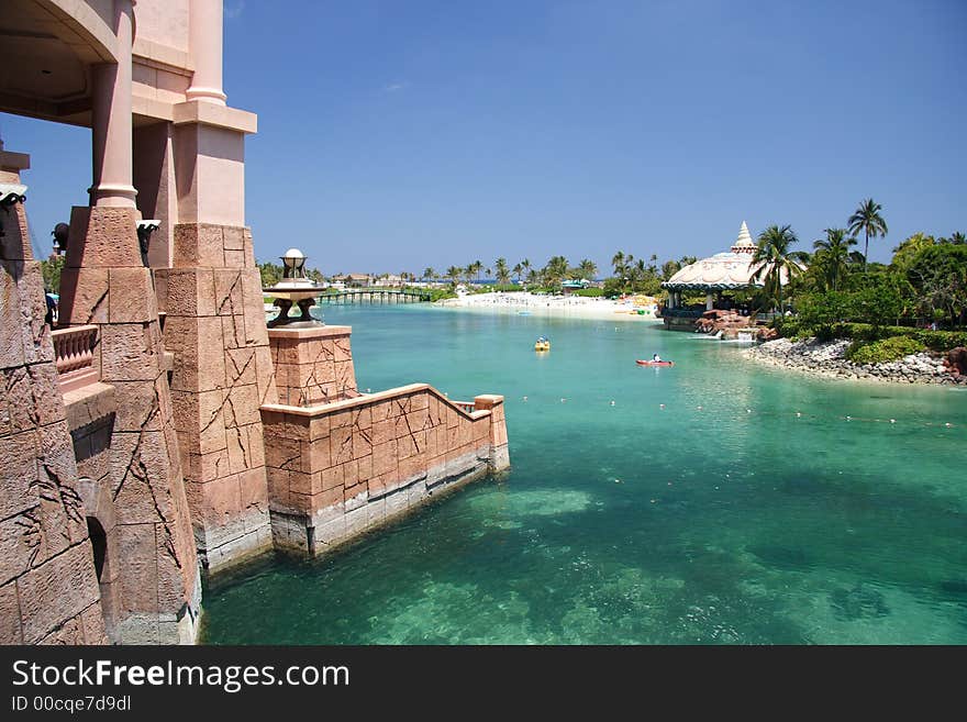 Vintage building in a tropical lagoon and resort. Vintage building in a tropical lagoon and resort