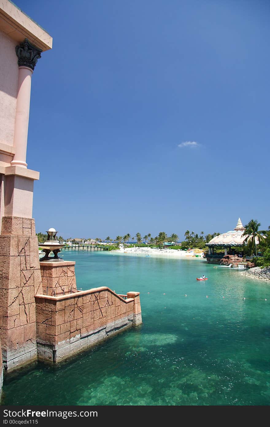 Vintage building in a tropical lagoon and resort. Vintage building in a tropical lagoon and resort