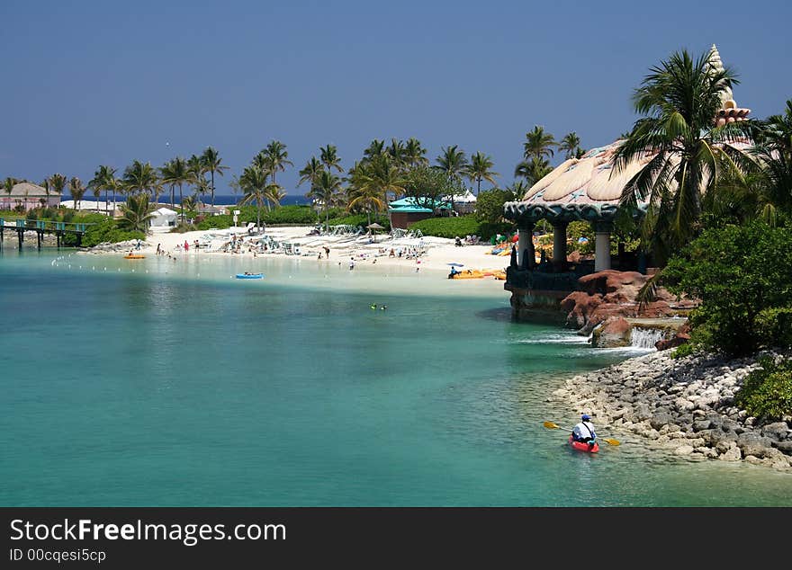 Panorama of a tropical lagoon and resort. Panorama of a tropical lagoon and resort